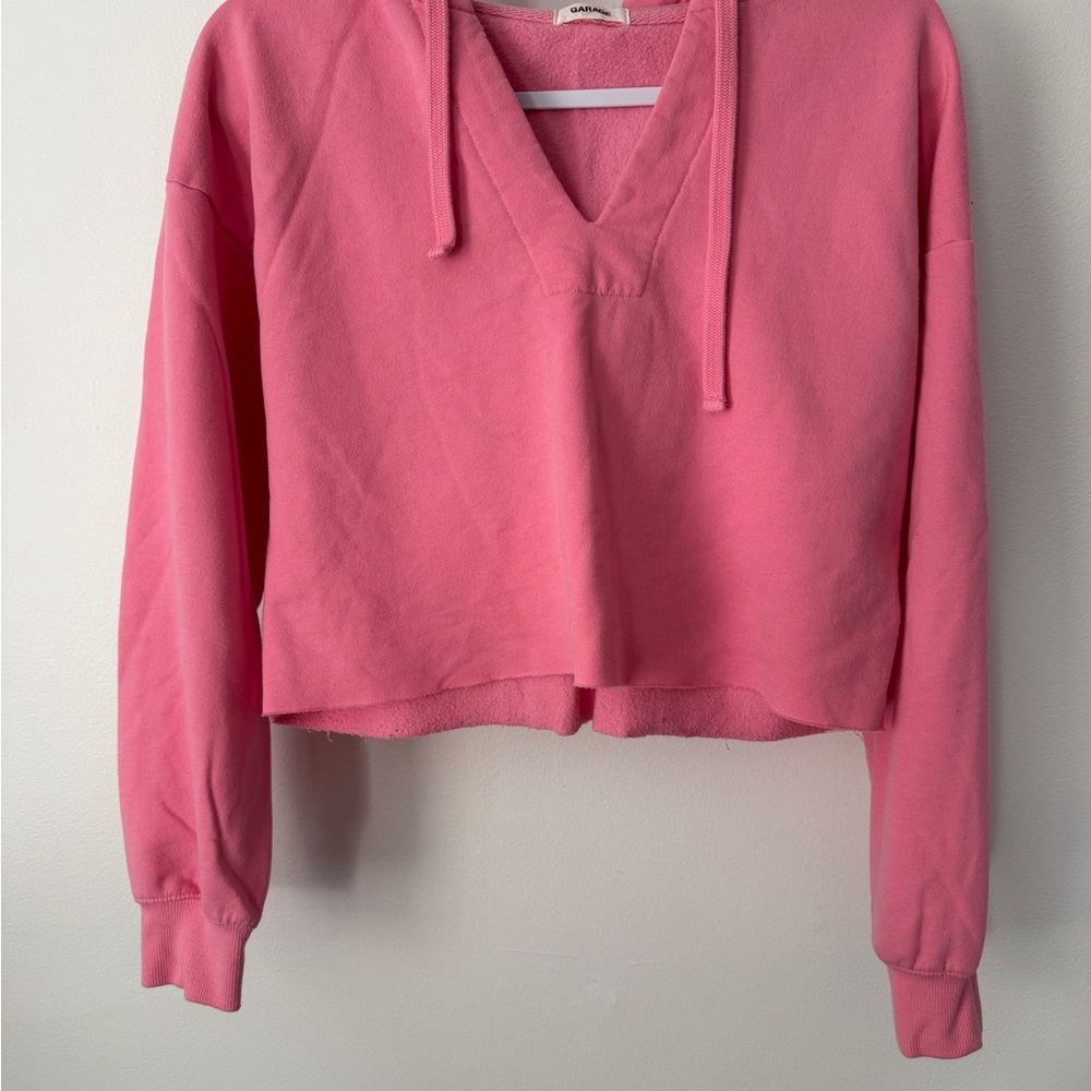 Garage V-Neck Pink Hoodie